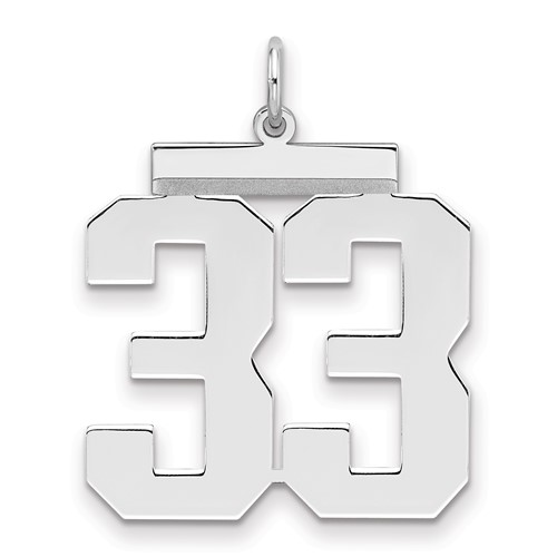 Sterling Silver Rhodium-plated Polished Number 33 Charm