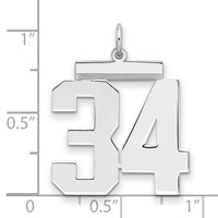 Sterling Silver Rhodium-plated Polished Number 34 Charm view 2