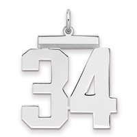 Sterling Silver Rhodium-plated Polished Number 34 Charm view 1