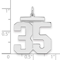Sterling Silver Rhodium-plated Polished Number 35 Charm view 2