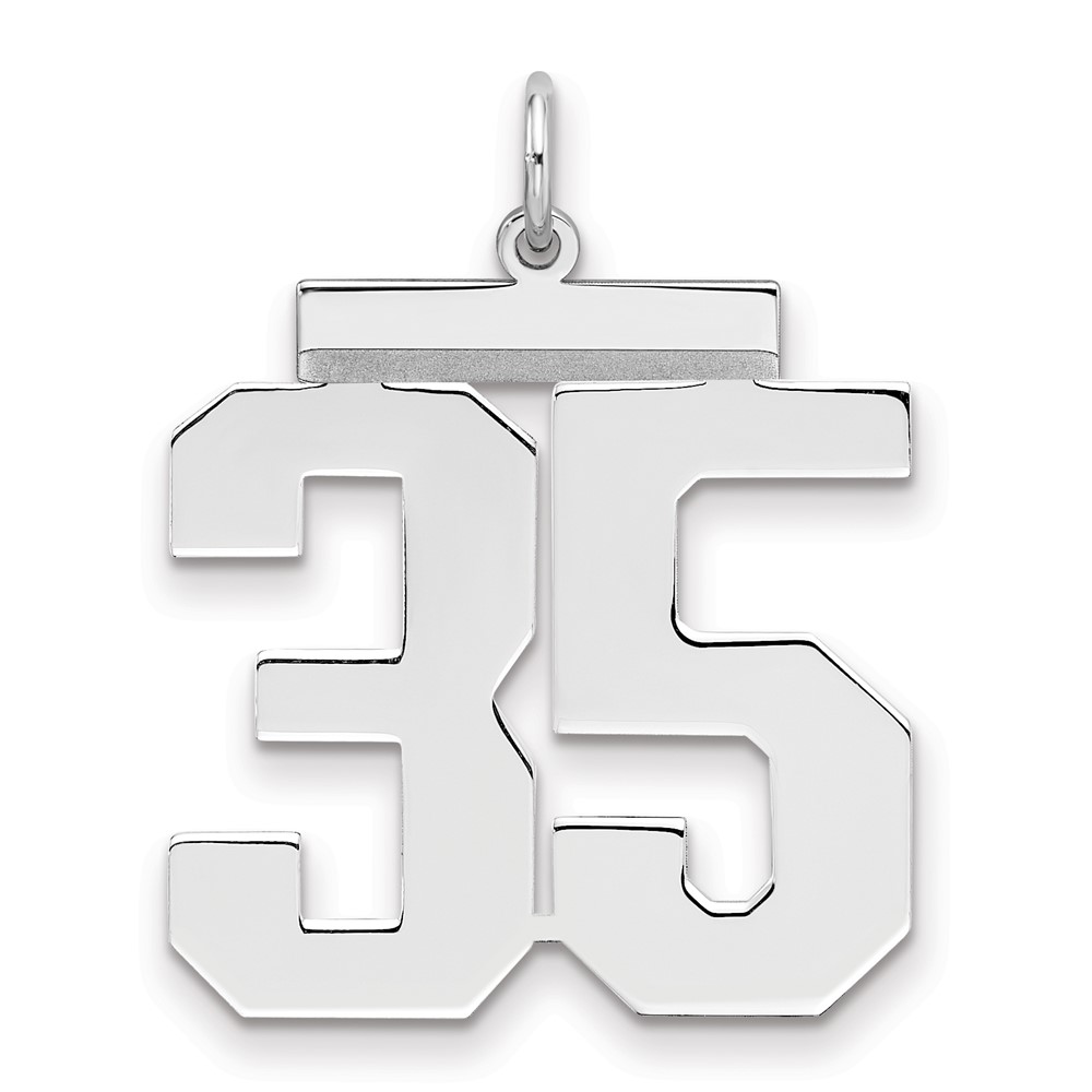 Sterling Silver Rhodium-plated Polished Number 35 Charm