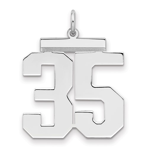 Sterling Silver Rhodium-plated Polished Number 35 Charm