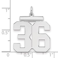 Sterling Silver Rhodium-plated Polished Number 36 Charm view 2