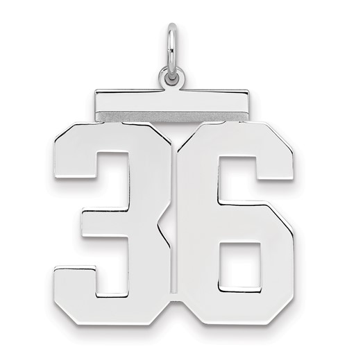 Sterling Silver Rhodium-plated Polished Number 36 Charm