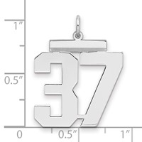 Sterling Silver Rhodium-plated Polished Number 37 Charm view 2