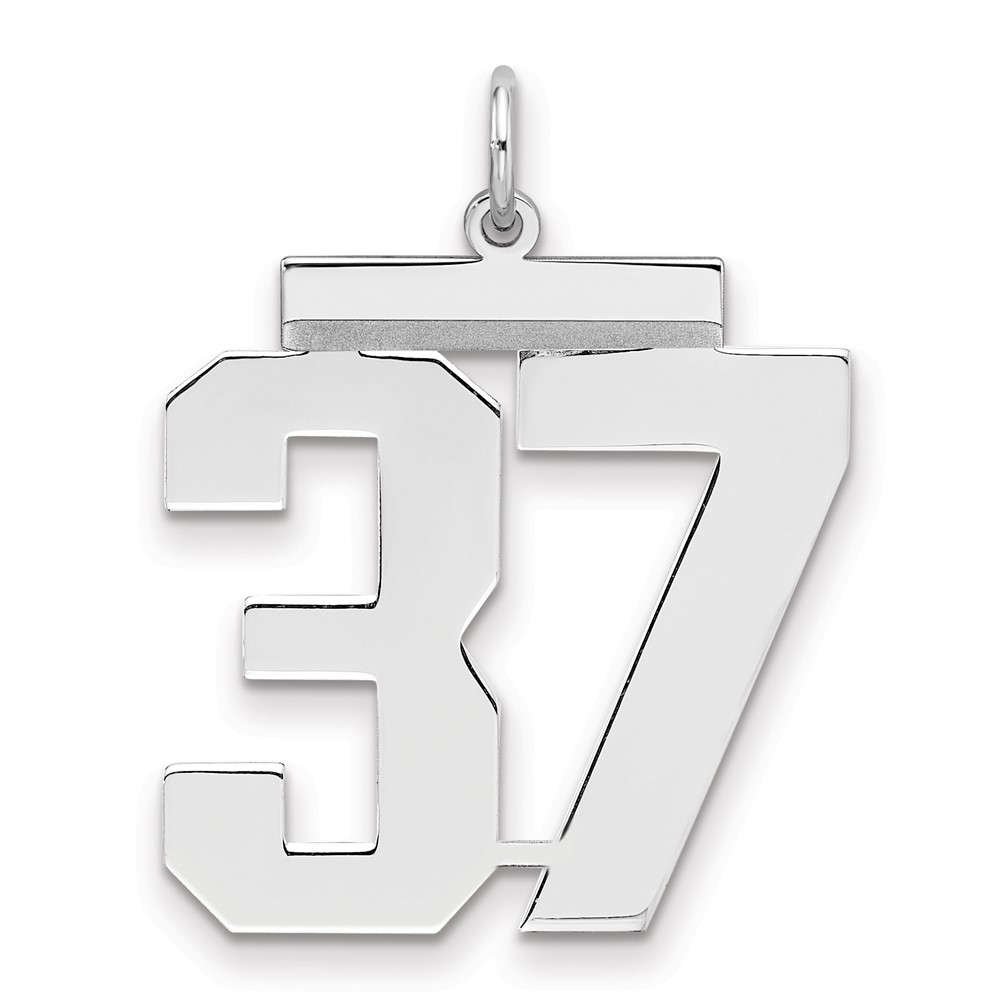 Sterling Silver Rhodium-plated Polished Number 37 Charm