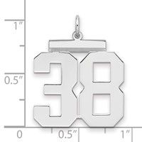 Sterling Silver Rhodium-plated Polished Number 38 Charm view 2