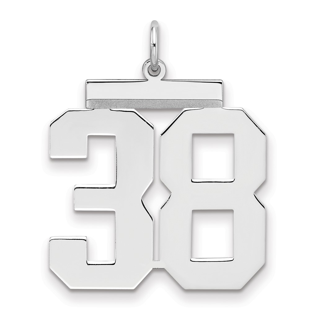 Sterling Silver Rhodium-plated Polished Number 38 Charm