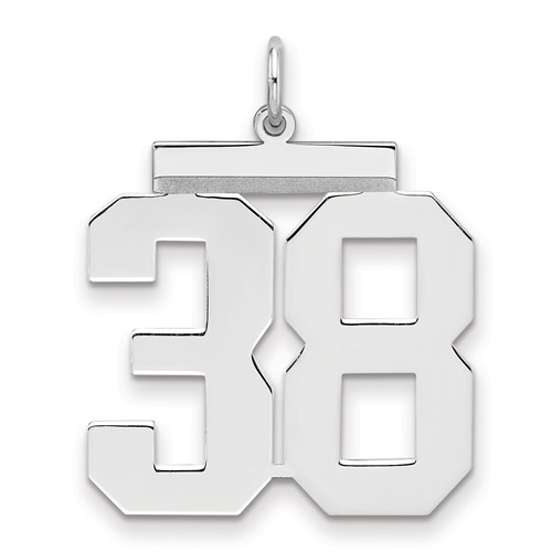 Sterling Silver Rhodium-plated Polished Number 38 Charm