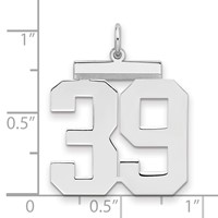 Sterling Silver Rhodium-plated Polished Number 39 Charm view 2