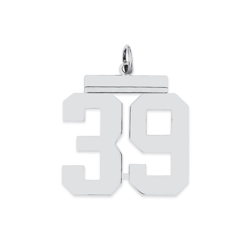 Sterling Silver/Rhodium-plated Polished Number 39 Charm