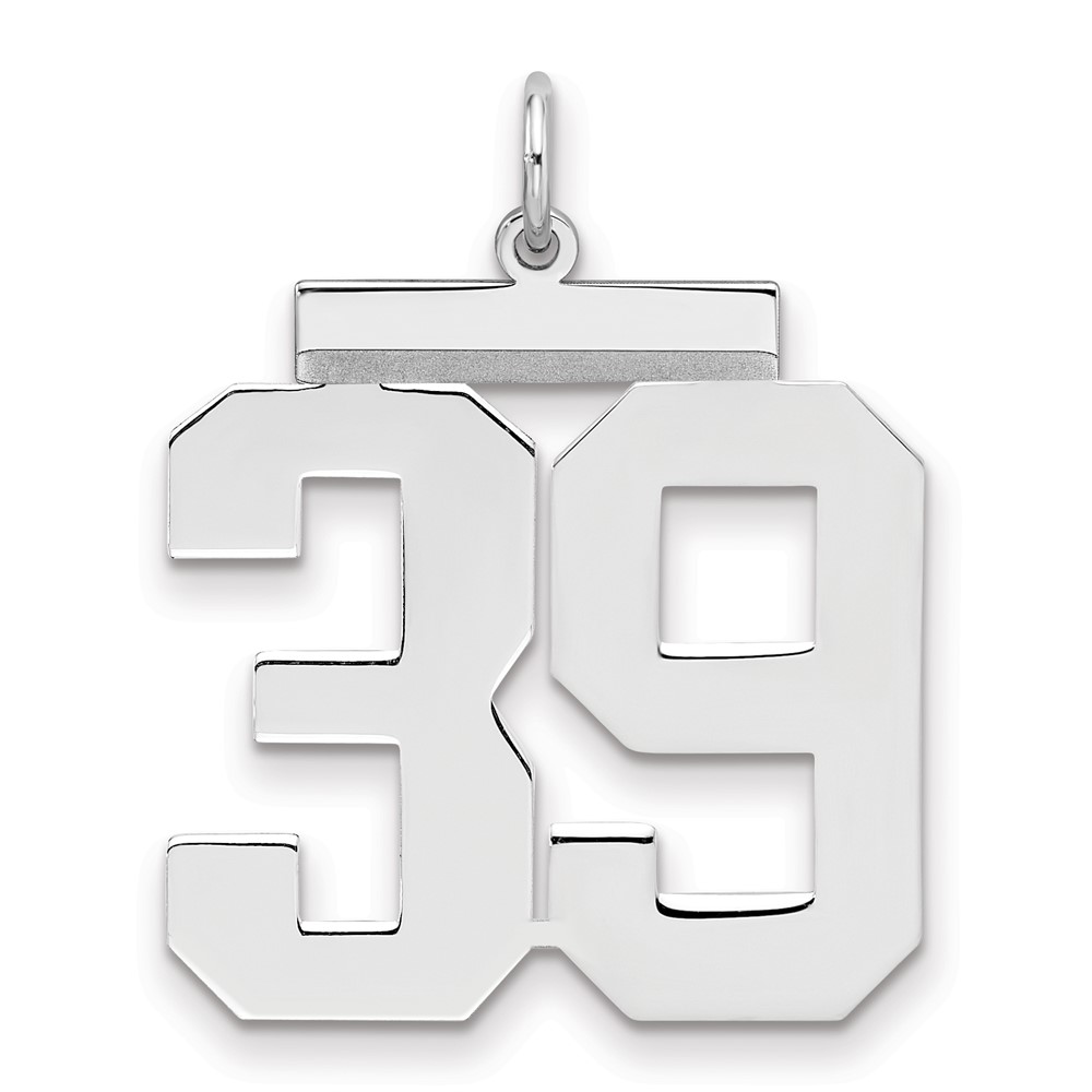 Sterling Silver/Rhodium-plated Polished Number 39 Charm