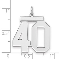 Sterling Silver Rhodium-plated Polished Number 40 Charm view 2