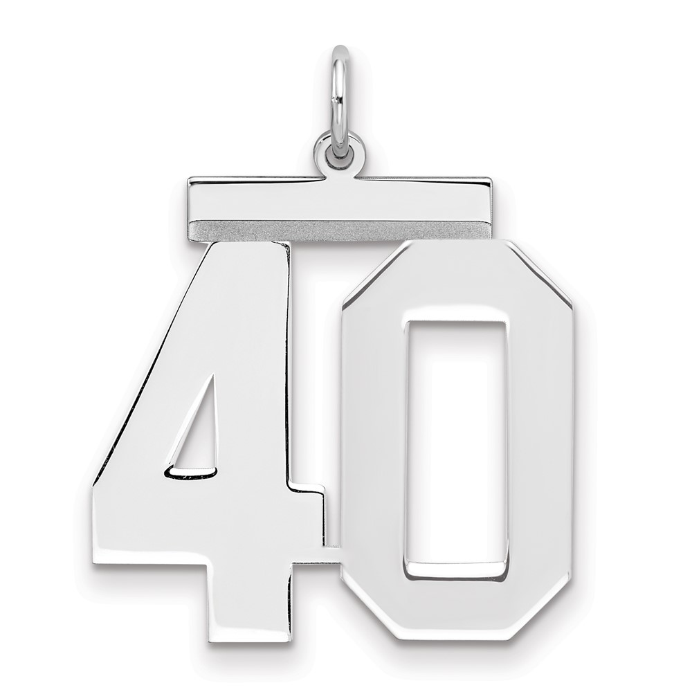 Sterling Silver Rhodium-plated Polished Number 40 Charm