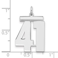 Sterling Silver Rhodium-plated Polished Number 41 Charm view 2