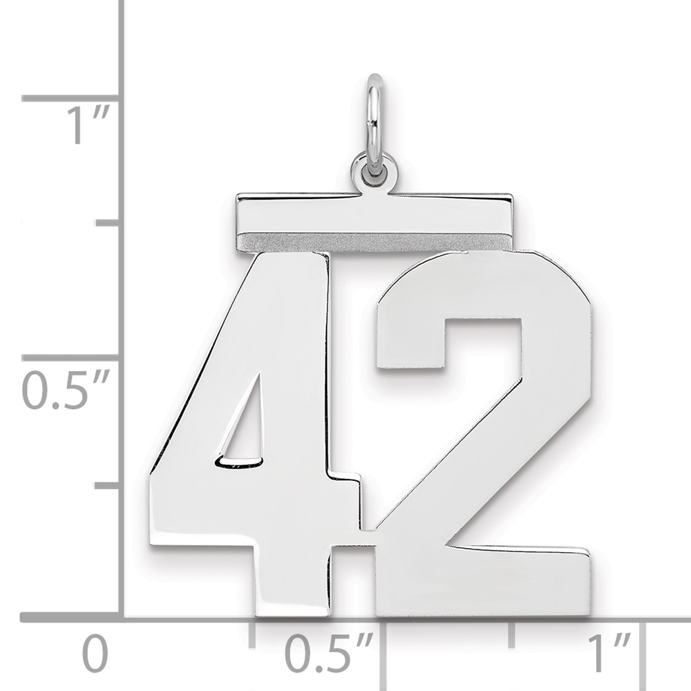 Sterling Silver/Rhodium-plated Polished Number 42 Charm (QPL42)