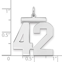 Sterling Silver Rhodium-plated Polished Number 42 Charm view 2