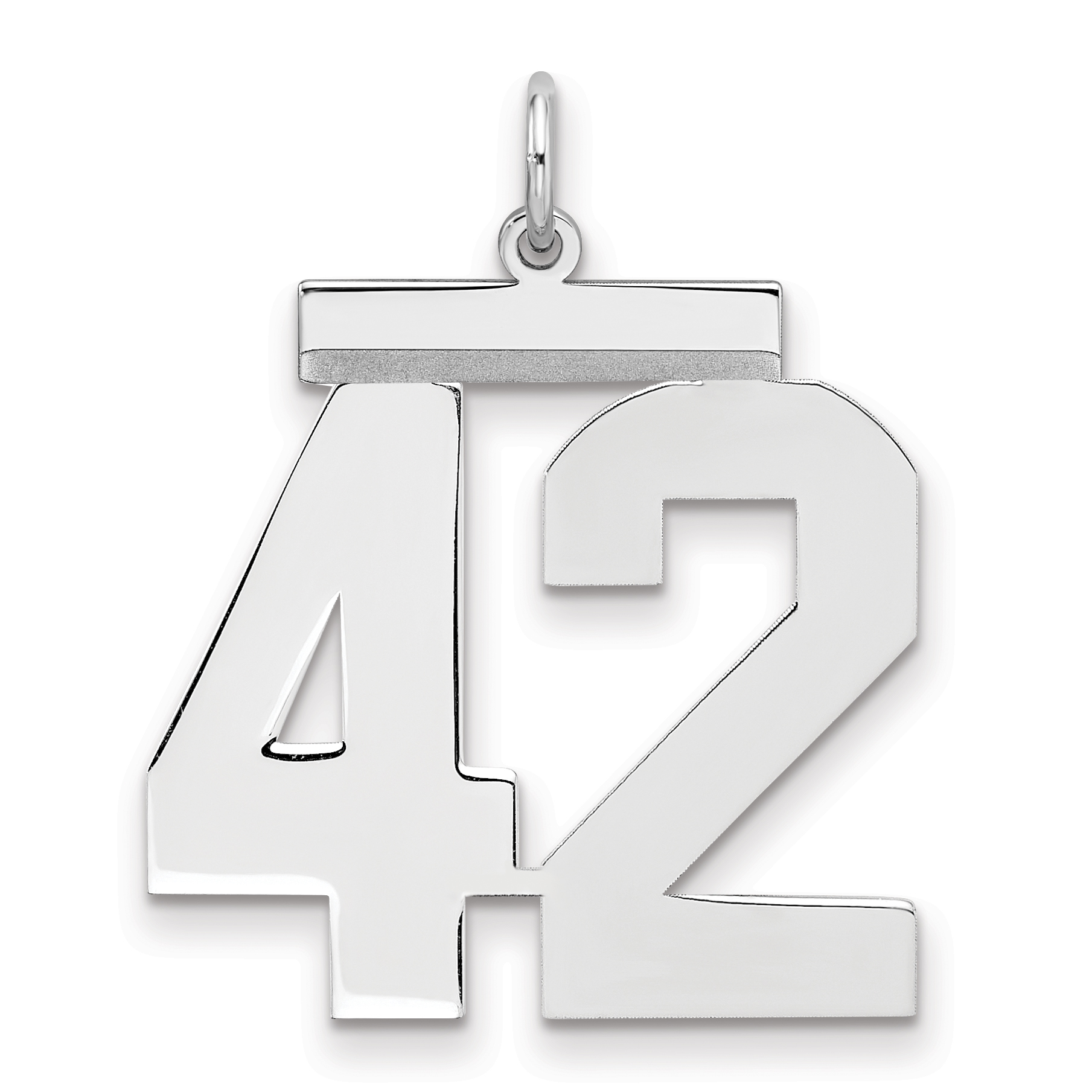 Sterling Silver/Rhodium-plated Polished Number 42 Charm (QPL42)