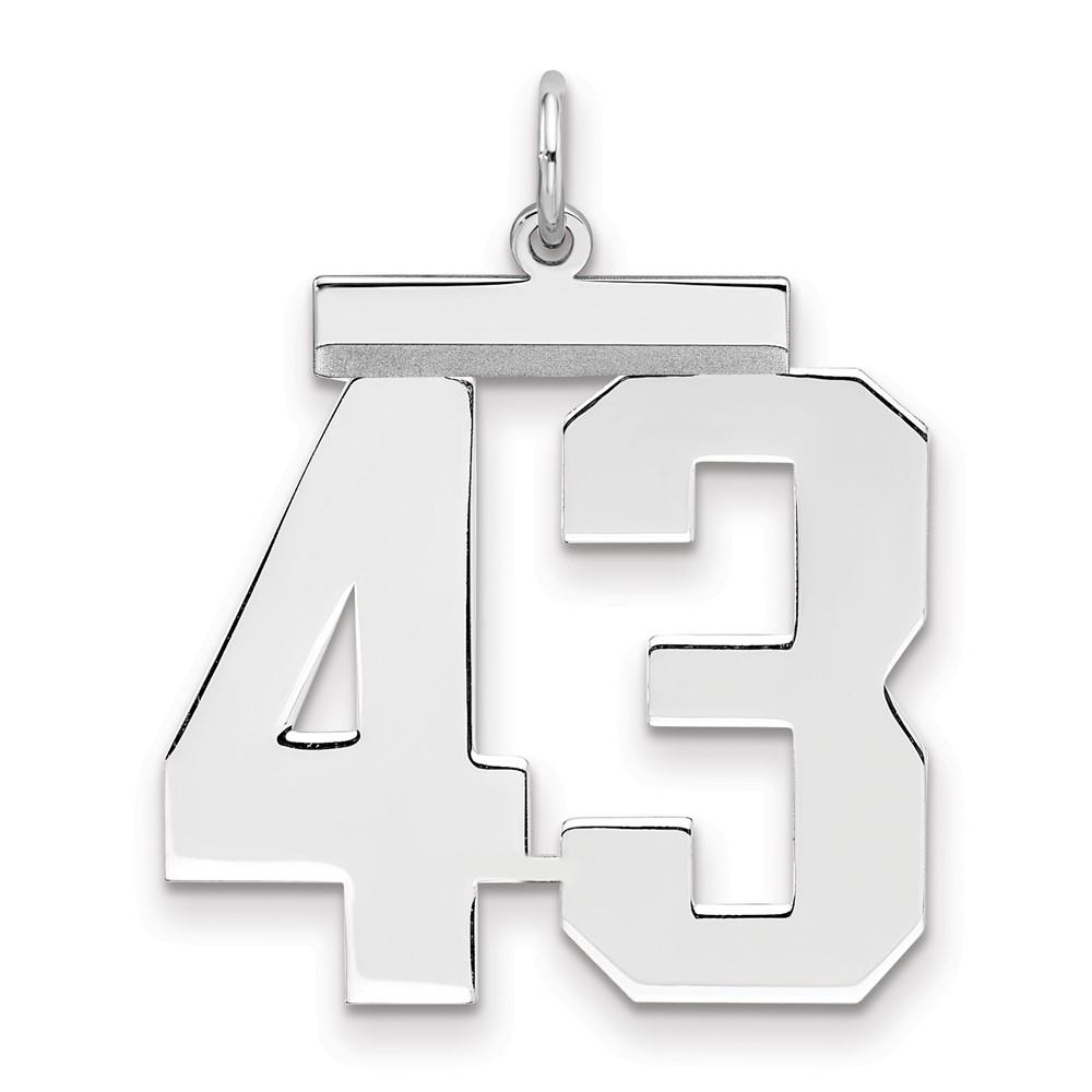 Sterling Silver Rhodium-plated Polished Number 43 Charm