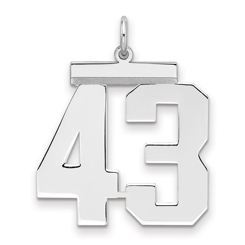 Sterling Silver Rhodium-plated Polished Number 43 Charm