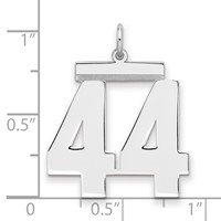 Sterling Silver Rhodium-plated Polished Number 44 Charm view 2