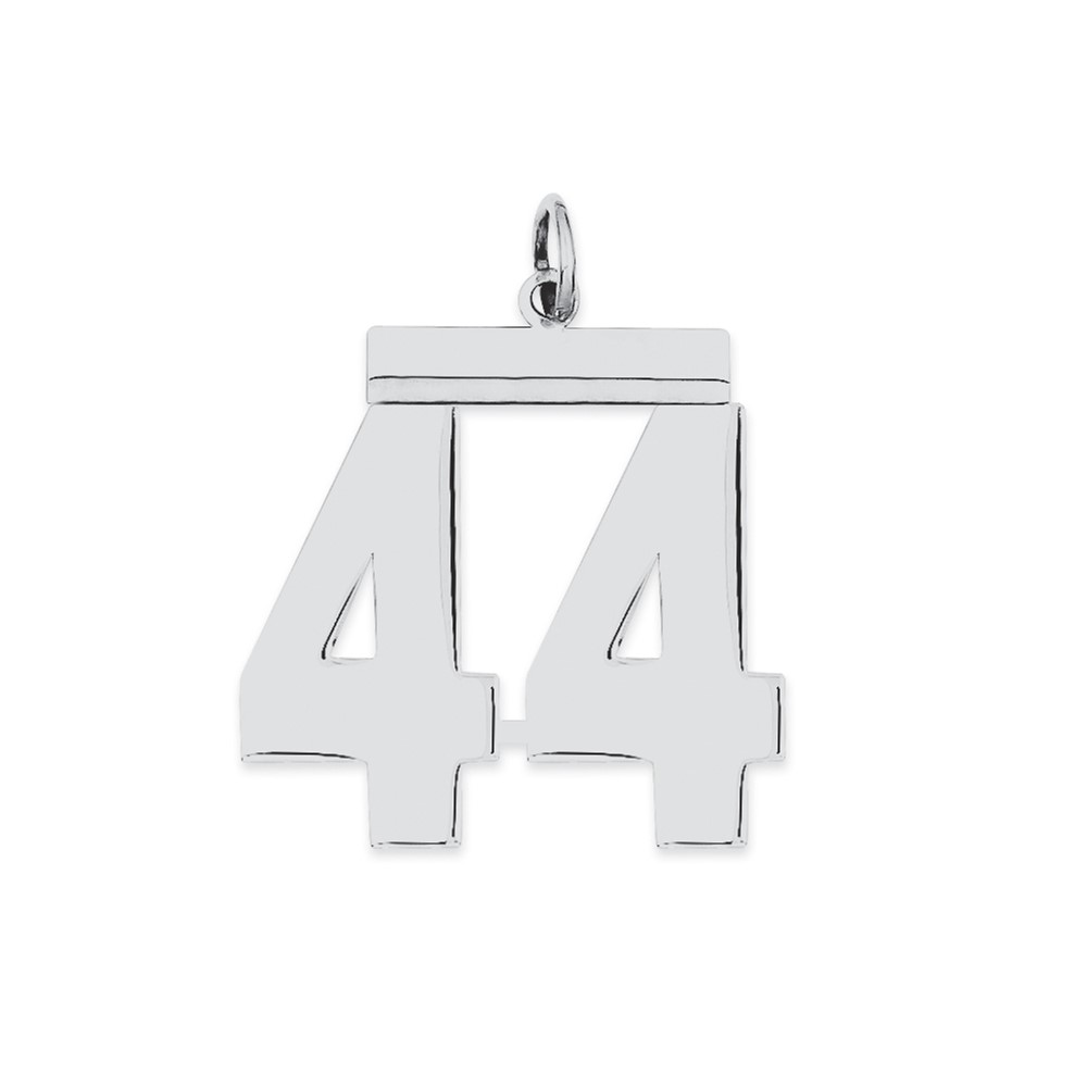 Sterling Silver/Rhodium-plated Polished Number 44 Charm