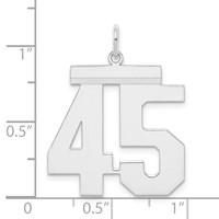 Sterling Silver Rhodium-plated Polished Number 45 Charm view 3