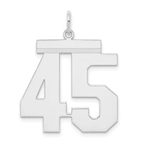 Sterling Silver Rhodium-plated Polished Number 45 Charm view 1
