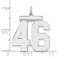 Sterling Silver Rhodium-plated Polished Number 46 Charm view 2