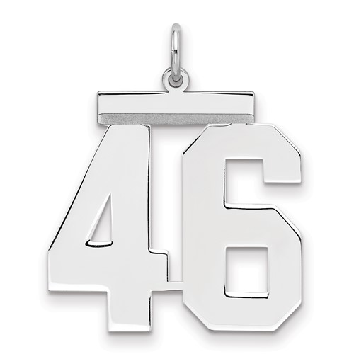 Sterling Silver Rhodium-plated Polished Number 46 Charm