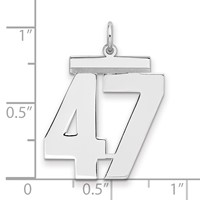 Sterling Silver Rhodium-plated Polished Number 47 Charm view 2