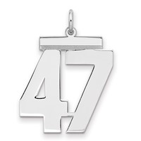 Sterling Silver Rhodium-plated Polished Number 47 Charm view 1