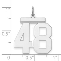 Sterling Silver Rhodium-plated Polished Number 48 Charm view 3