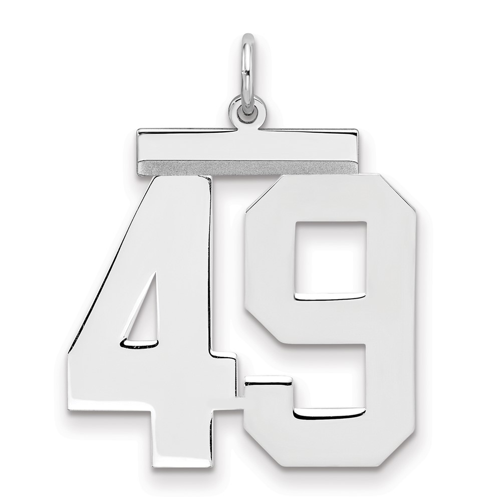 Sterling Silver Rhodium-plated Polished Number 49 Charm