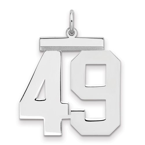 Sterling Silver Rhodium-plated Polished Number 49 Charm
