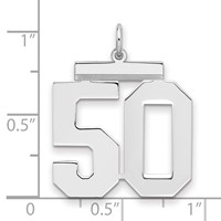 Sterling Silver Rhodium-plated Polished Number 50 Charm view 2