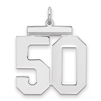Sterling Silver Rhodium-plated Polished Number 50 Charm view 1