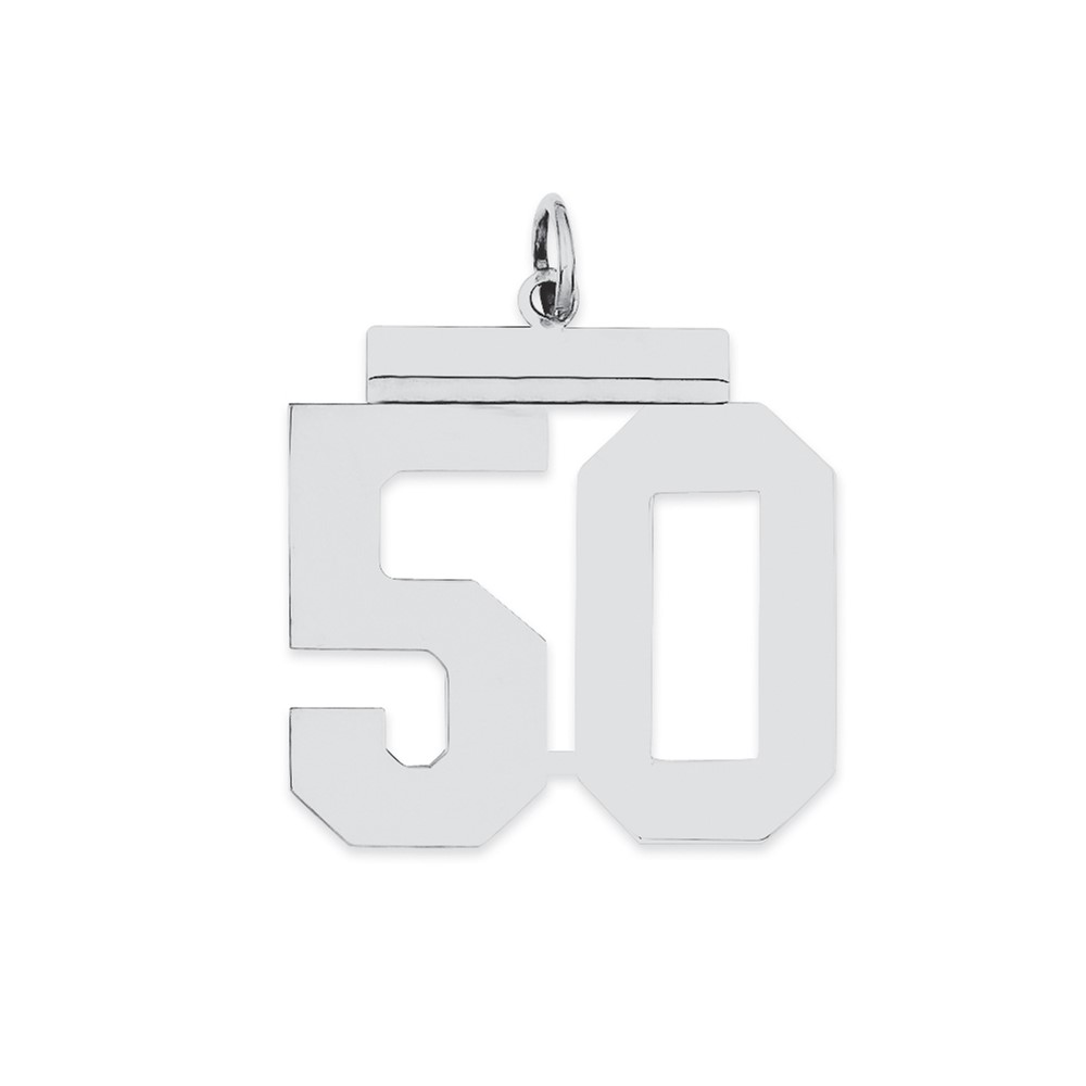 Sterling Silver/Rhodium-plated Polished Number 50 Charm
