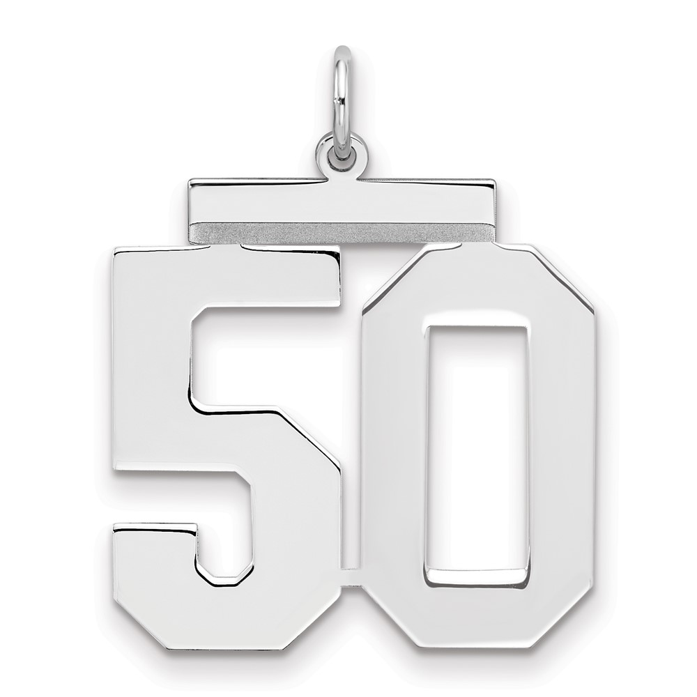 Sterling Silver/Rhodium-plated Polished Number 50 Charm