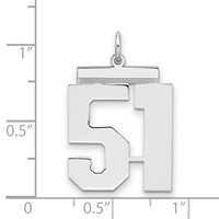 Sterling Silver Rhodium-plated Polished Number 51 Charm view 2