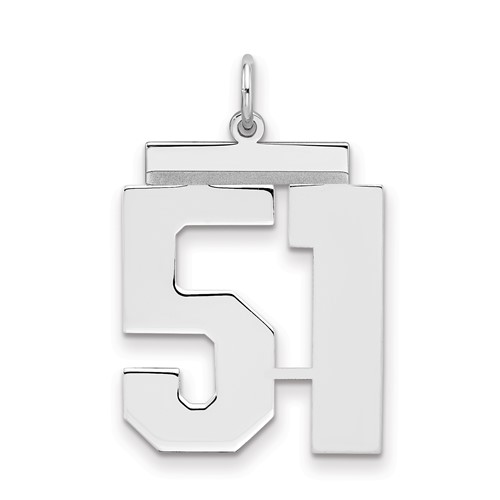 Sterling Silver Rhodium-plated Polished Number 51 Charm