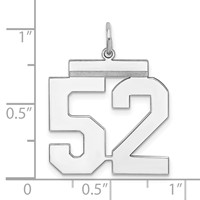 Sterling Silver Rhodium-plated Polished Number 52 Charm view 3