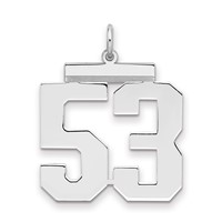 Sterling Silver Rhodium-plated Polished Number 53 Charm view 1