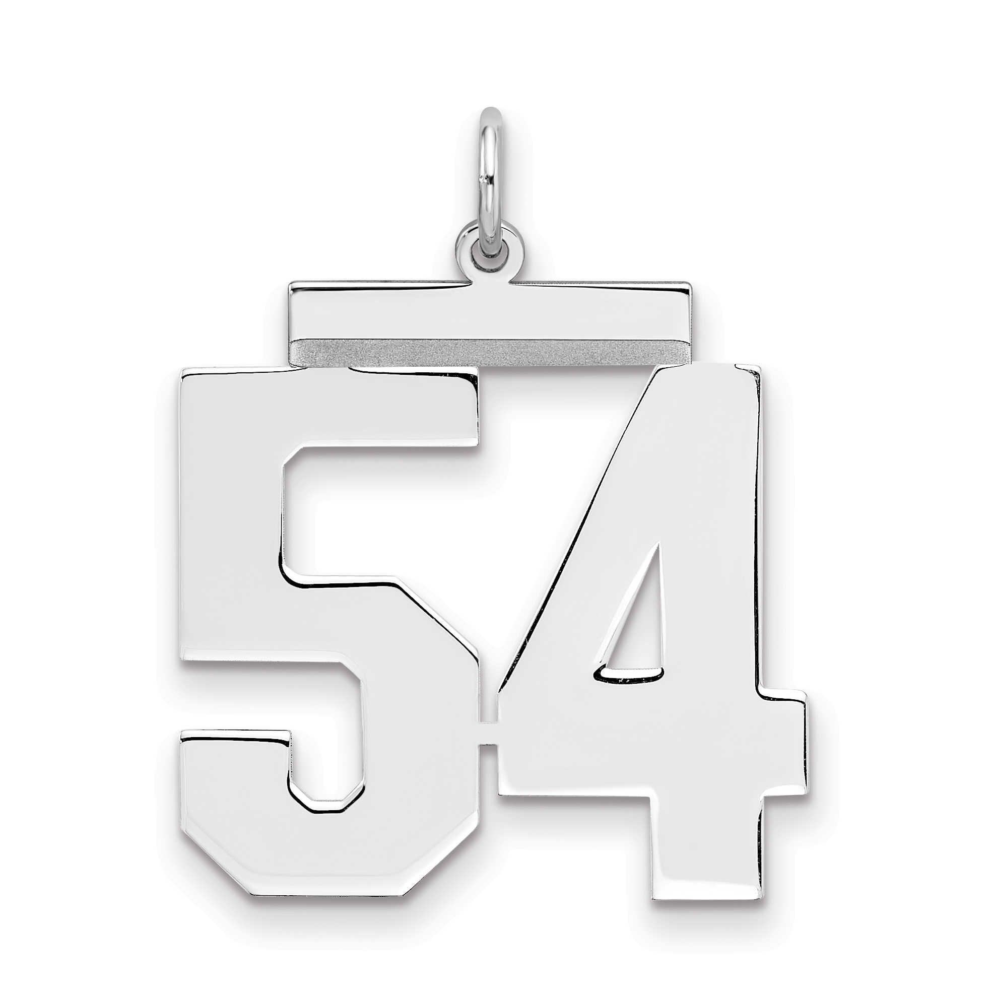 Sterling Silver/Rhodium-plated Polished Number 54 Charm (QPL54)