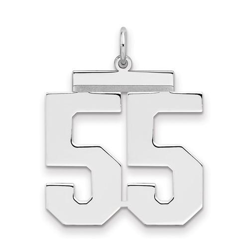 Sterling Silver Rhodium-plated Polished Number 55 Charm