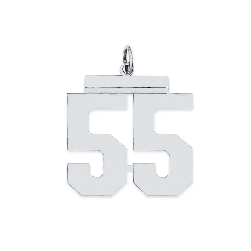 Sterling Silver/Rhodium-plated Polished Number 55 Charm