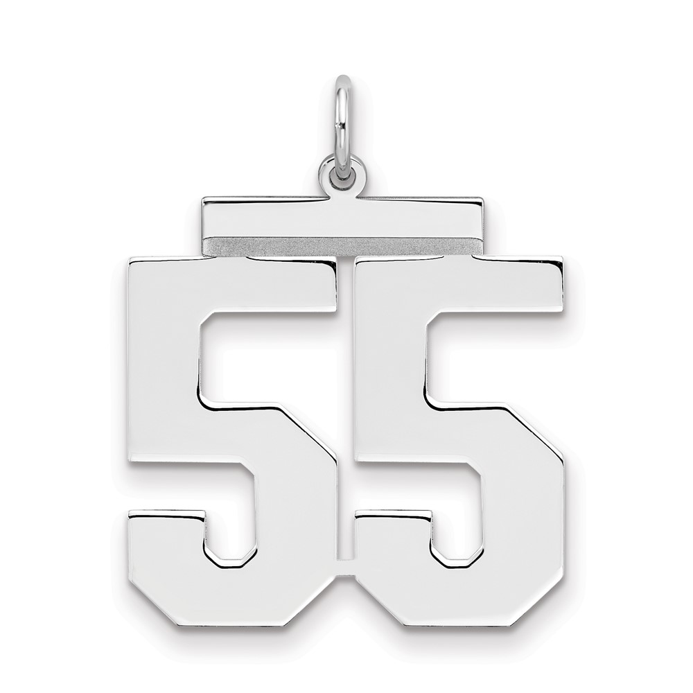 Sterling Silver/Rhodium-plated Polished Number 55 Charm