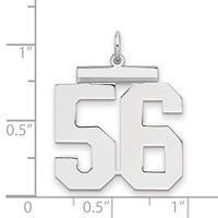 Sterling Silver Rhodium-plated Polished Number 56 Charm view 2