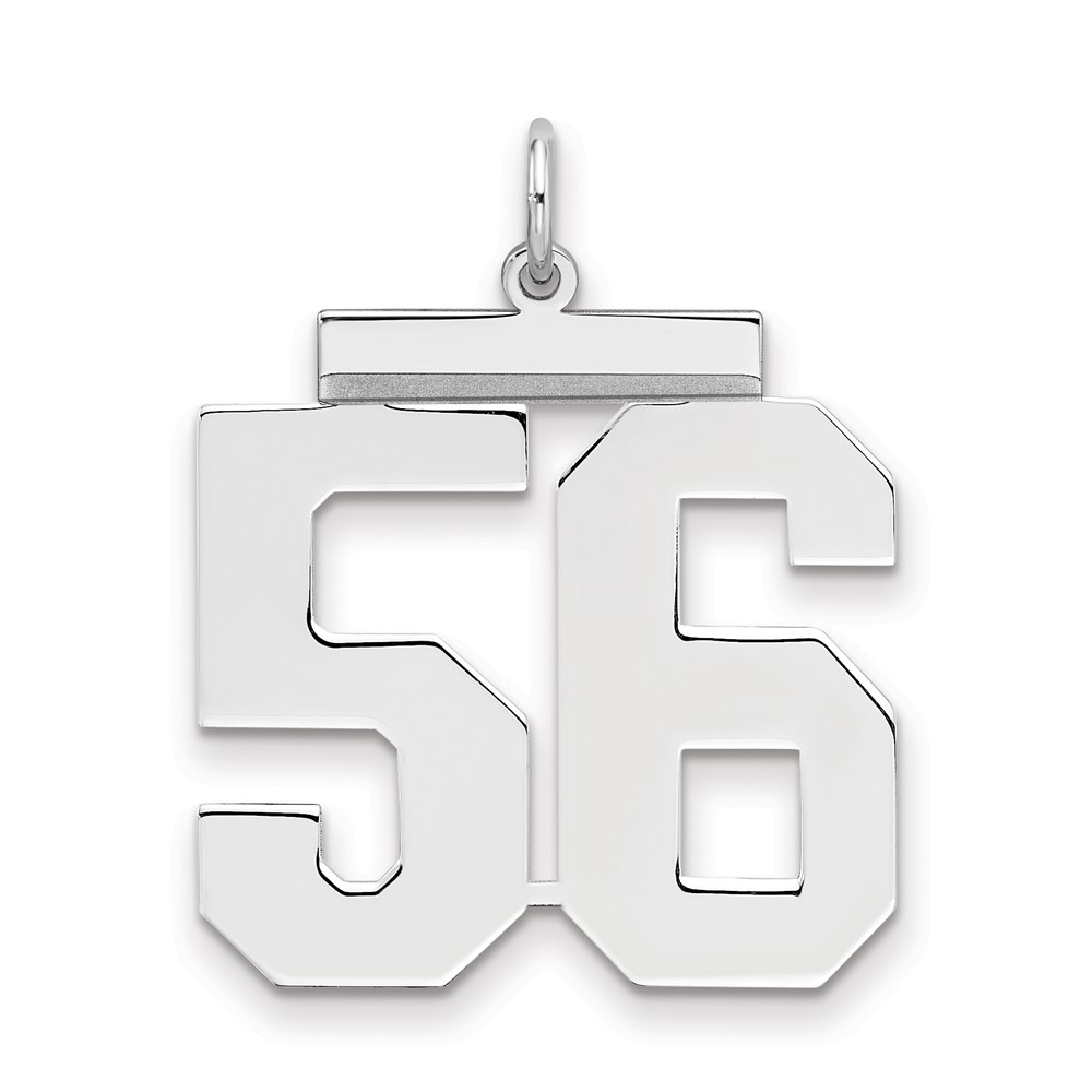 Sterling Silver Rhodium-plated Polished Number 56 Charm