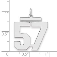Sterling Silver Rhodium-plated Polished Number 57 Charm view 2